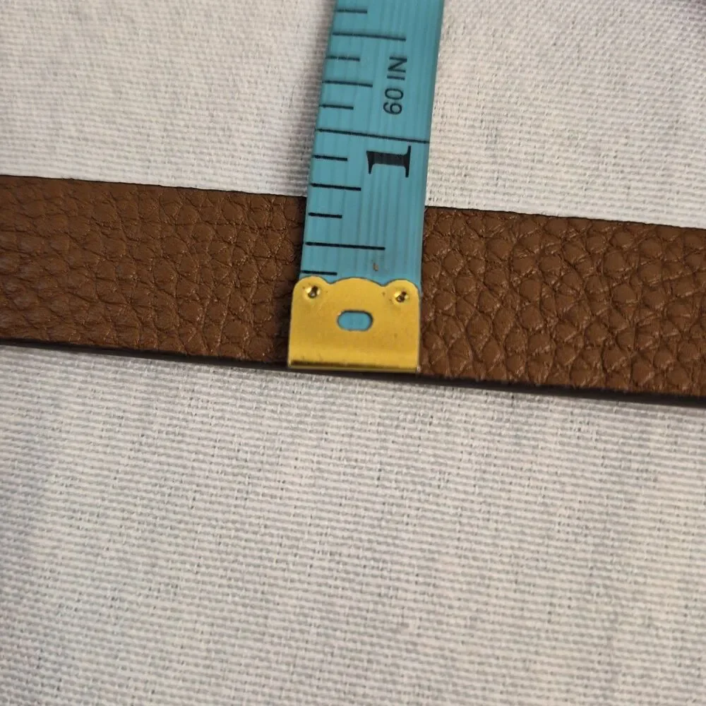 Michael Kors Womens Skinny Leather Belt Size 2X Brown Gold